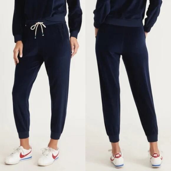 Marine Layer Moonlight Velour Joggers Drawstring Waist Sweatpants Navy NWT M - Picture 1 of 8